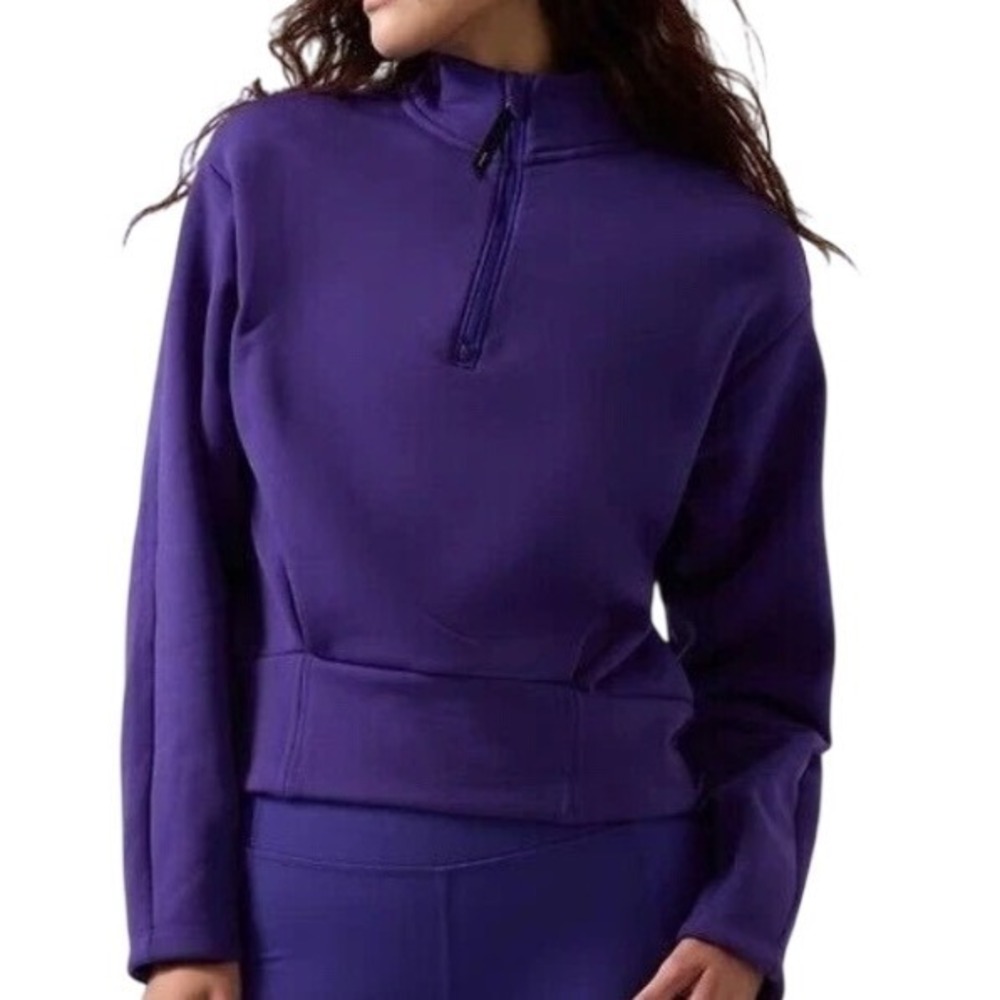 Athleta Altitude Polartec Half Zip Pullover Noble Blue Purple Size Small